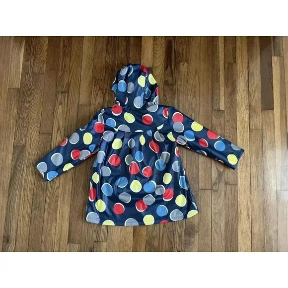 Boboli Linen Raincoat Girls Blue Polka Dot Rain Jacket Size 6 - Picture 8 of 9